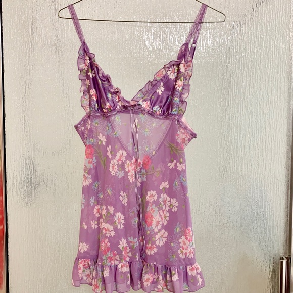 Victoria's Secret Other - Victoria’s Secret Purple Floral Baby Doll